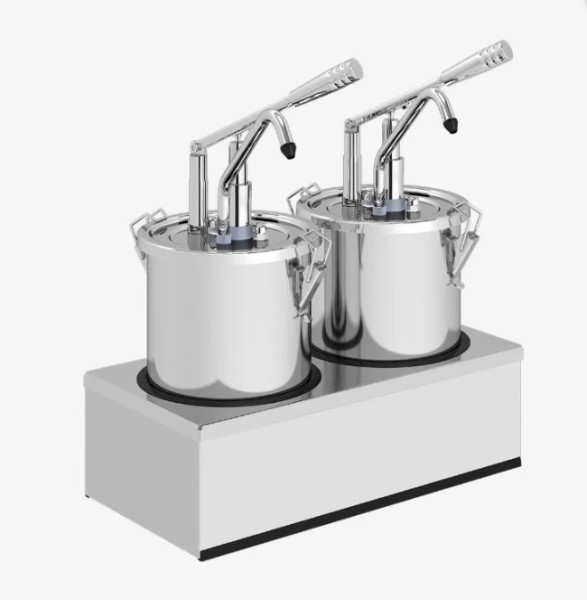 Kalando - 2'li Kollu Sos Pompasi 4,5 L x 2 , Paslanmaz Çelik Kilitli Hazne / 2' li Stant