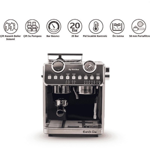 By Kitchen Barista Duo Ev Tipi Öğütücülü Espresso Kahve Makinesi - Thumbnail
