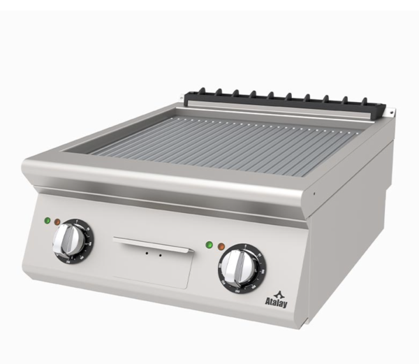 Atalay - Atalay 730 Seri Set Üstü Nervürlü Pleyt Izgara, 60x73x30 cm, Elektrikli