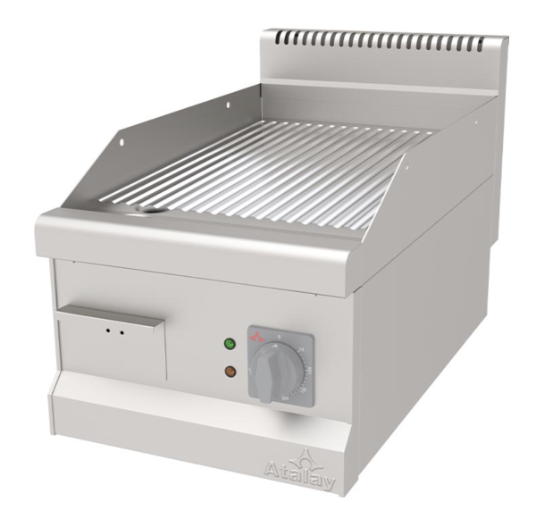 Atalay - Atalay 730 Seri Set Üstü Nervürlü Izgara, 40x73x30 cm, Krom, Elektrikli