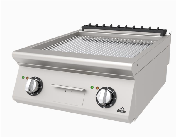 Atalay - Atalay 730 Seri Set Üstü Nervürlü Izgara, 60x73x30 cm, Krom, Elektrikli