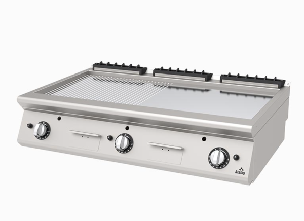 Atalay - Atalay 730 Seri Set Üstü Nervürlü+Düz Izgara, 120x73x30 cm, Krom, LPG'li