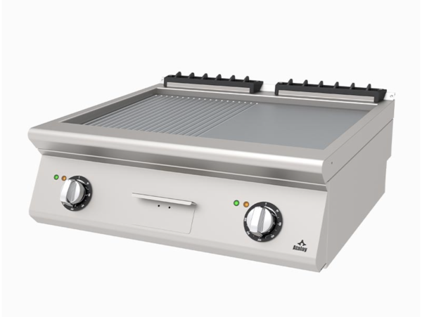 Atalay - Atalay 730 Seri Set Üstü Nervülü+Düz Pleyt Izgara, 80x73x30 cm, Elektrikli