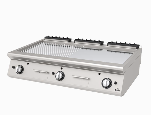 Atalay - Atalay 730 Seri Set Üstü Nervürlü Izgara, 120x73x30 cm, Krom, Doğalgazlı