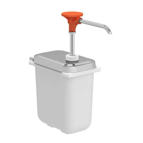Kalando KDS-003-A Paslanmaz Çelik / Basmalı Sos Pompa Ünitesi, Turuncu Pompa + Kapak