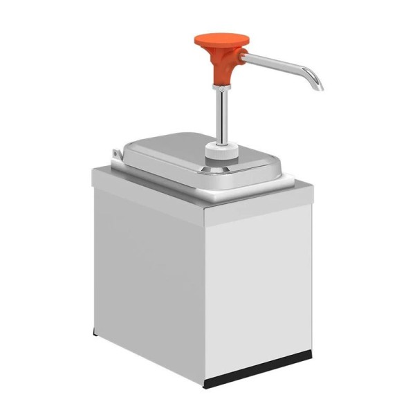 Paslanmaz Çelik / Basmalı Sos Pompası, Sos Kabı 1,9 L , Turuncu Renk / Tekli Stant
