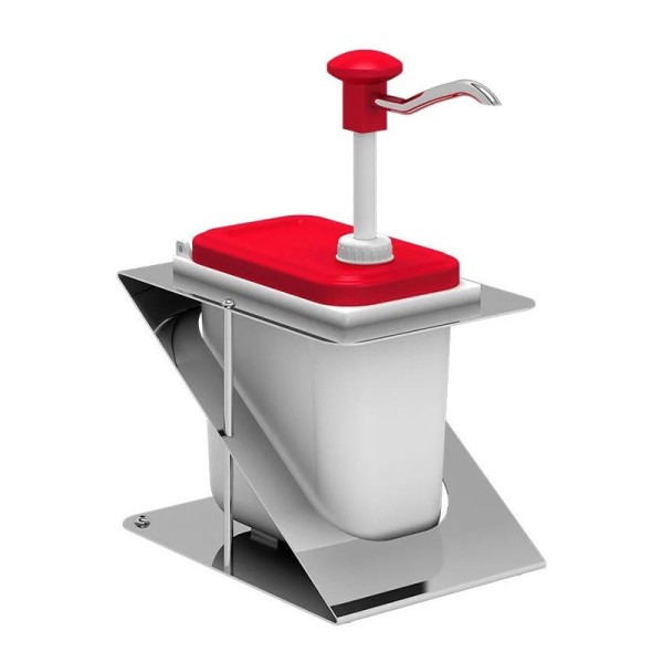 Kalando - Plastik / Basmalı Sos Pompası, Sos Kabı 1,9 L , Kırmızı Renk / Tekli Z Stant