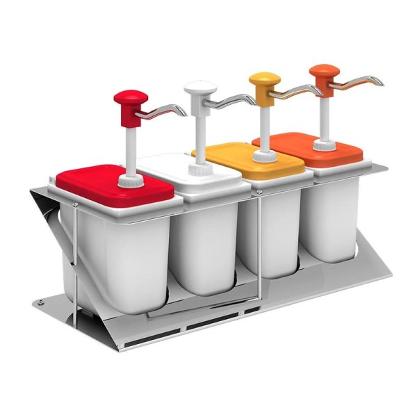 Kalando KDP-003 4SET Plastik / Basmalı Sos Pompası, Sos Kabı 1,9 L / 4' lü Z Stand