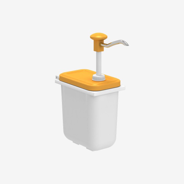 Kalando KDP-003 ORANGE 1SET Plastik / Basmalı Sos Pompası, Sos Kabı 1,9 L , Turuncu / Tekli Z Stant