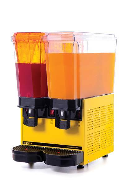 Samixir - Samixir 40.SMY Klasik Twin Soğuk İçecek Dispenseri, 20+20 L, Fıskiyeli ve Karıştırıcılı, Sarı