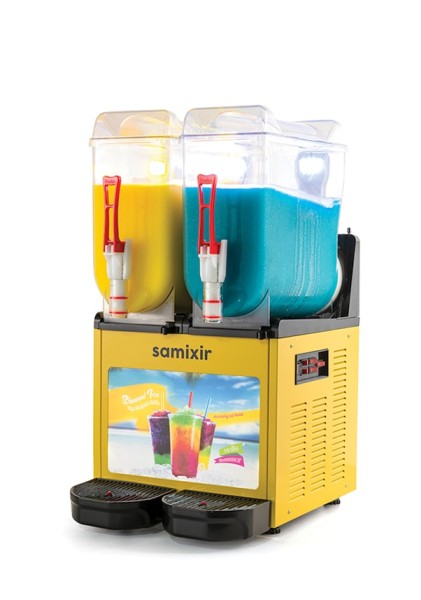Samixir - Samixir SLUSH24 Allure Twin Ice Slush Granita Meyve Suyu Dispenseri, 12+12 L, Sarı