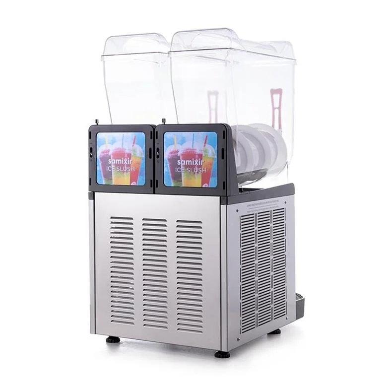 Samixir SLUSH24 Allure Twin Ice Slush Granita ve Soğuk Meyve Suyu Dispenseri, 12+12 L, Inox - Thumbnail