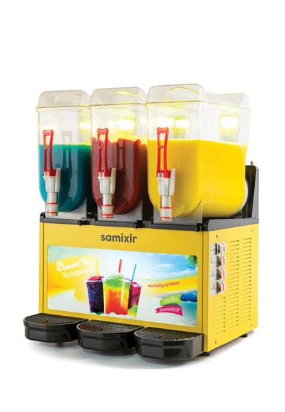 Samixir - Samixir SLUSH36 Allure Triple Ice Slush Granita ve Soğuk Meyve Suyu Dispenseri, 12+12+12 L, Sarı