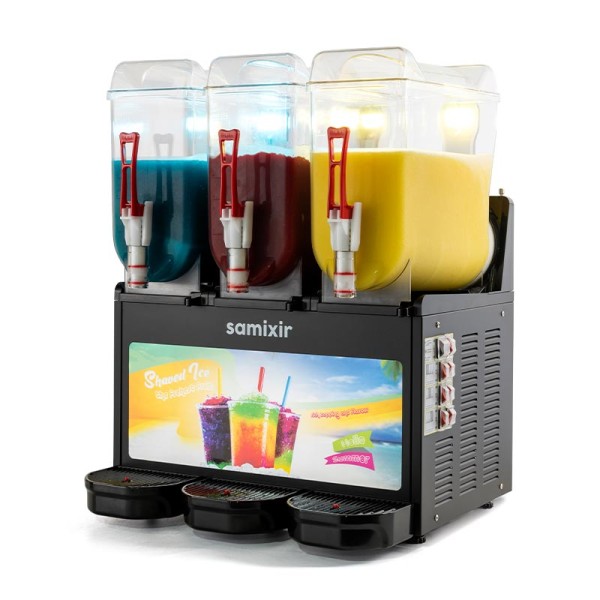Samixir - Samixir SLUSH36 Allure Triple Ice Slush Granita ve Soğuk Meyve Suyu Dispenseri, 12+12+12 L, Siyah