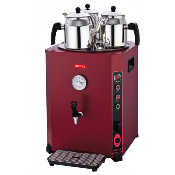 SilverInox Elite Çay Makinesi, 3 Demlikli, 36 L, Kırmızı - Thumbnail