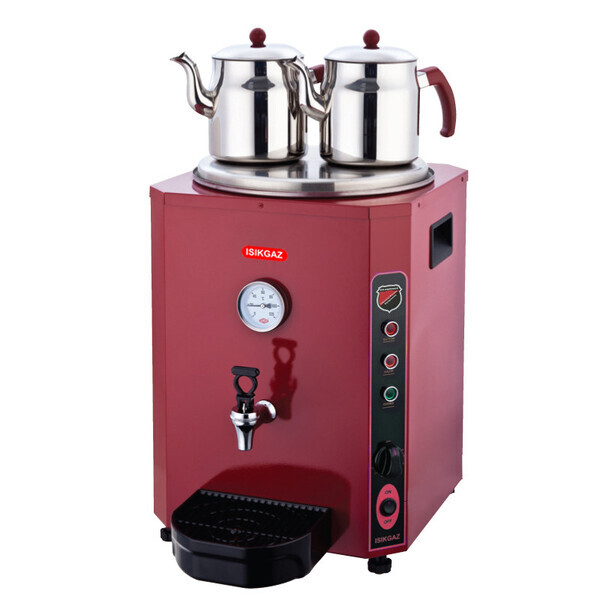 SilverInox Elite Çay Makinesi, 2 Demlikli, 23 L, Kırmızı - Thumbnail