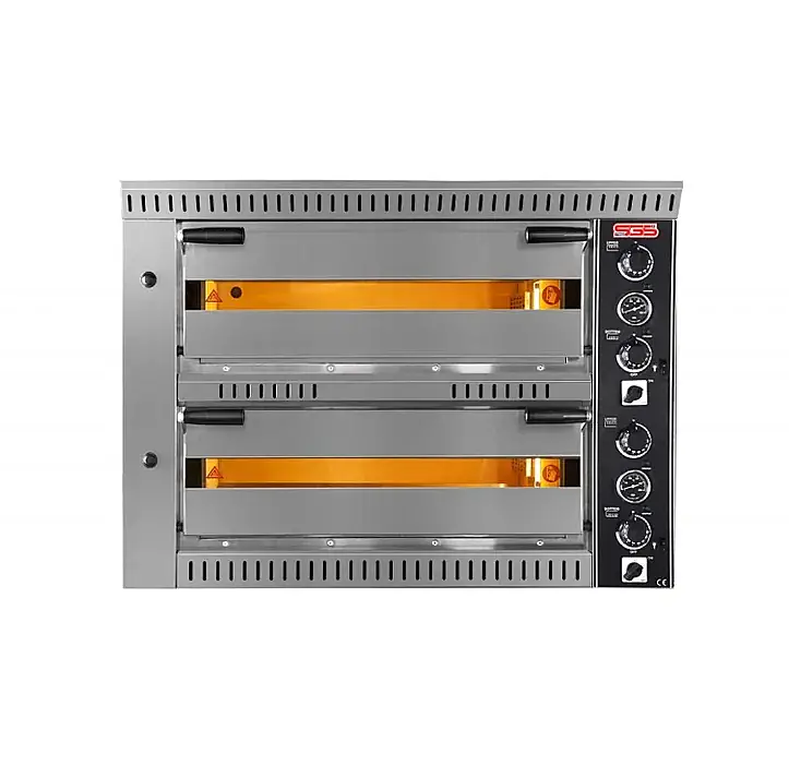 SGS PO 70105 DE Elektrikli Çift Katlı 12 Tava Kapasiteli Üstten Açılmalı Profesyonel Pizza Fırını - 1
