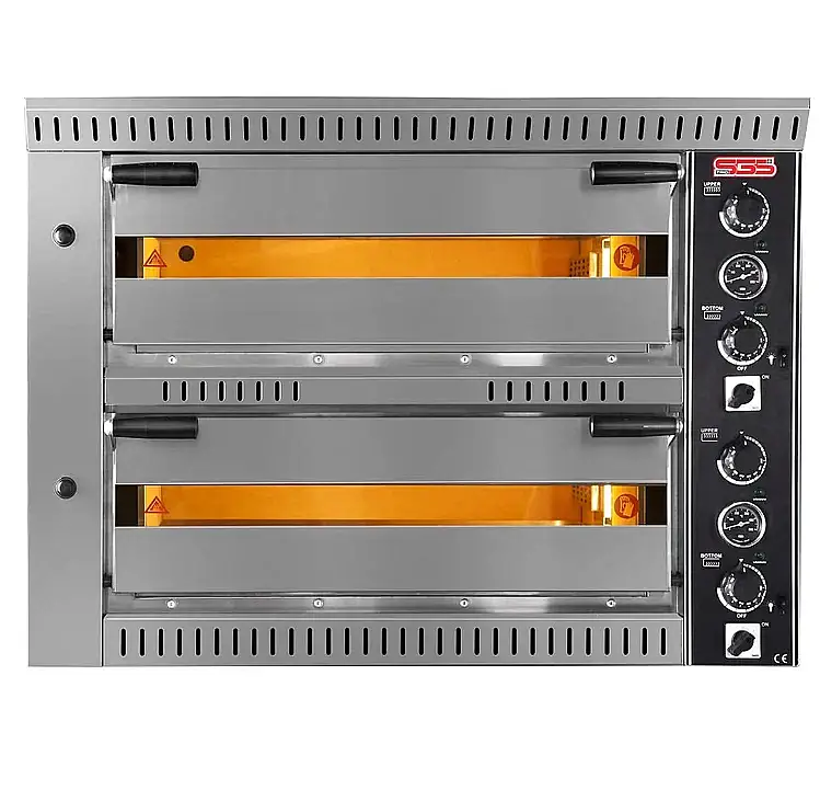 SGS PO-7070-DE Elektrikli Çift Katlı 8 Tava Kapasiteli Üstten Açılmalı Profesyonel Pizza Fırını - 1