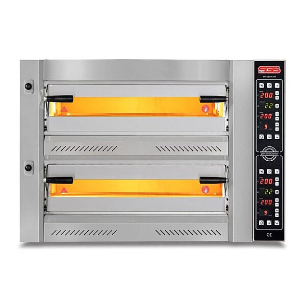 SGS PZ 7575 DE 34 cm x 4+4 Pizza Kapasiteli Çift Katlı Pizza Fırını, Elektrikli