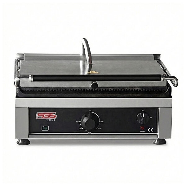 SGS TG 2735 E/G Üst Oluklu Alt Düz Tost Makinesi, Tek Kapaklı