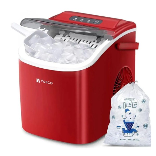 Vosco - Vosco VHZB-12H Set Üstü Parmak Buz Makinesi, 12 kg/gün Kapasiteli, Kırmızı