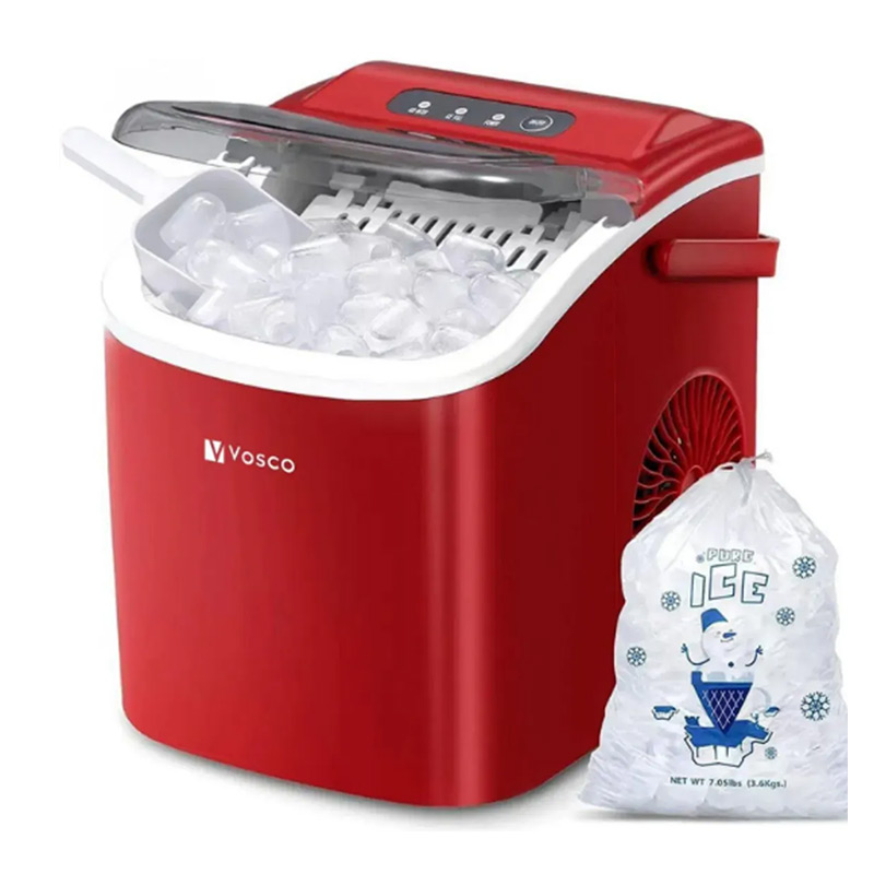 Vosco VHZB-12H Set Üstü Parmak Buz Makinesi, 12 kg/gün Kapasiteli, Kırmızı - 1