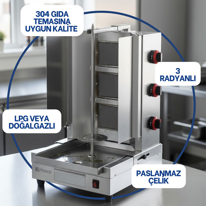 Vosco VKM-G3R Alttan Motorlu 3 Radyanlı Döner Makinesi - 3