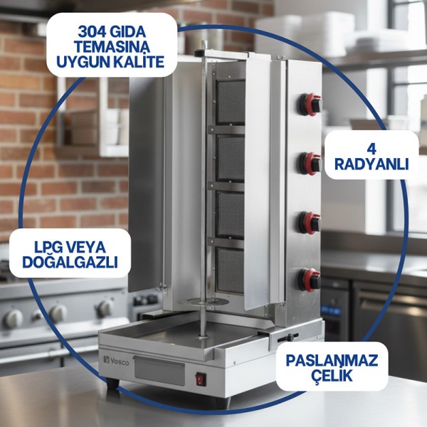 Vosco VKM-G4R Alttan Motorlu 4 Radyanlı Döner Makinesi - Thumbnail