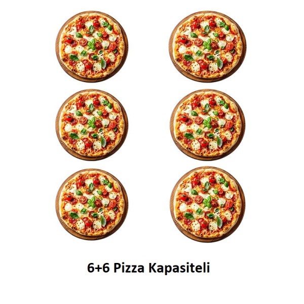 Vosco VWG-10T 25 cm 6+6 Pizza Kapasiteli Çift Katlı Pizza Fırını, Elektrikli - Thumbnail