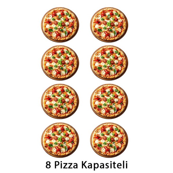 Vosco VWG-8T 25 cm 4+4 Pizza Kapasiteli Çift Katlı Pizza Fırını, Elektrikli - Thumbnail